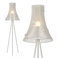Modern White Floor Lamps With Tripod Base and Woven Illuminated Shade