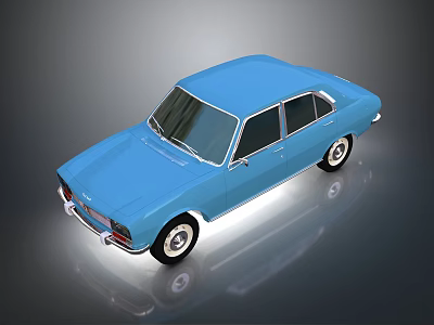 Blue Classic Sedan Shiny Exterior Design With Reflection On Dark Background 3d model