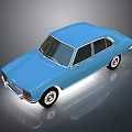 Blue Classic Sedan Shiny Exterior Design With Reflection On Dark Background