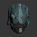 Futuristic Teal Weapon With Mechanical Structure Yellow Triangular Symbol And Metallic Finish