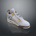 Modern Fashionable Gray Sneakers With Yellow Accents And Cushioned Sole