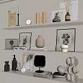 Cream Style Ornaments Combination Decorations Display Frame Aromatherapy Books Books 3d model