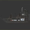 Sturdy Airboat Water Vehicle With Metal Frame Seats Control Console And Red Life Preserver