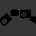 Black Audio Speakers Arranged In Various Sizes With Modern Design And High Sound Quality