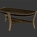 Elegant Oval Dining Table With Wooden Top And Curved Metal Trim Legs