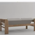 Double Sofa With Wooden Frame And Light Colored Cushions For Living Room