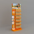 Orange 175 Beverage Display Stand With Multiple Shelves And Orange Bottles 3d model