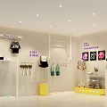 Fashion Clothing Store Interior With Racks Shelves And Yellow Display Decorations