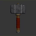 Industrial Metal Head Weapon Hammer With Red Wooden Handle And Bolted Design