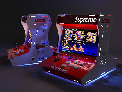 Supreme Entertainment Arcade Machines with Classic Game Screens and LED Lighting Controllers 3d model