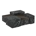 Elegant Modern Black Marble Coffee Table With Modular Design And Wood Accents