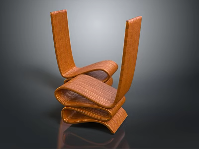 Modern Wooden Single Chair With Unique Curved Design For Home Interior Decor 3d model