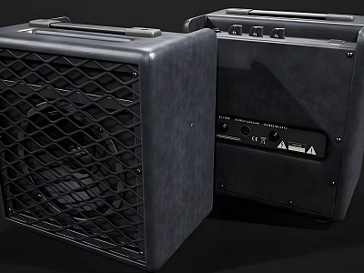 Modern Black Speaker With Mesh Front Panel And Control Buttons Design 3d model