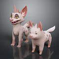 Game And Movie Character Featuring Pink Spotted Cartoon Dogs With Big Ears And Lively Expressions