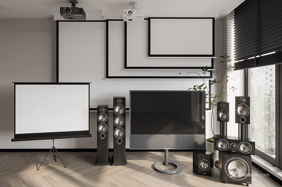 Advanced Projection Monitoring System With Surveillance Cameras And Large Screen Setup 3d model 
