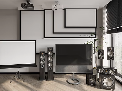 Advanced Projection Monitoring System With Surveillance Cameras And Large Screen Setup 3d model