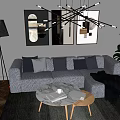 Sofa coffee table combination 3d model
