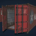 Red Commercial Shipping Containers With MANEIRISMO SEA Branding Open Doors And Interior Storage Space