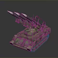 Military Tank Equipped with Multiple Missile Launchers and Camouflage Armored Design