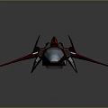Futuristic Space Fighter With Sleek Metallic Purple Blue Finish And Aerodynamic Structure