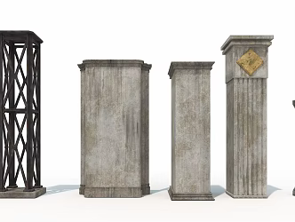 Column European-style Column Cement Column Iron Column Retro Column 3d model