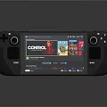 Handheld Gaming Console With Large Screen Showing Control Sega And Game Titles