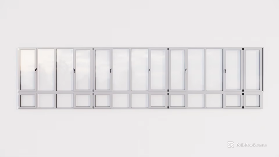 Modern Aluminum Frame Sliding Windows with Smooth Sliding Mechanism and Tempered Glass 3d model 
