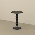 Black Modern Side Table With Round Top And Stacked Circular Beads Design 3d model
