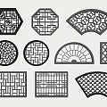 Pane Hollow Window Wood Carved Flower Window Square Lattice Flower Window Antique Window Round Window 3d model