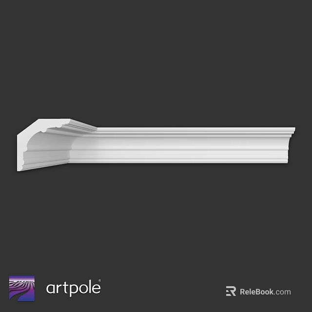 White Decorative Cornice Molding With Detailed Curved Edges And Smooth Surface 3d model 