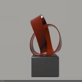 Modern Red Spiral Decorative Ornament Set With Black Square Base