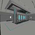 Modern Clothing Store Interior With Glass Display Columns And Lighting Fixtures