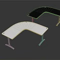 Modern L Shaped Desks In White And Black With Metal Legs And Smooth Surfaces