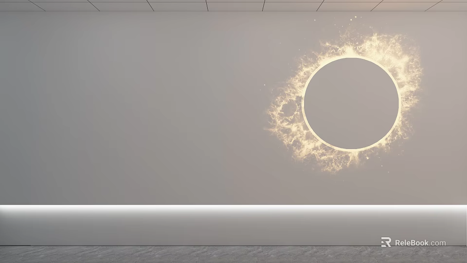 Modern Wall Decor Illuminated Circular Design With Glowing Light Effect And White Base Strip 3d model 