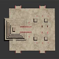 Stepped Pyramid Architectural Structure With Stone Terraces Staircases And Red Edge Accents