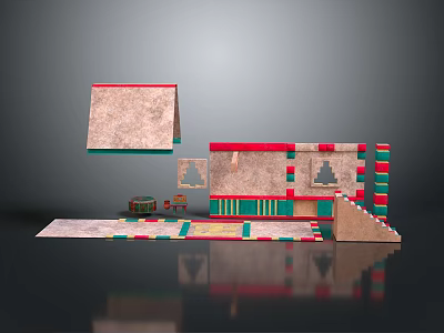 Festive Christmas Themed Household Items With Decorative Gift Boxes And Tree Ornaments 3d model
