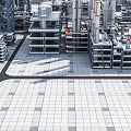 Industrial Factory Interior With Steel Structures Metal Pipes Heavy Machinery And Tiled Flooring