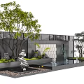 Modern stacked water scene wall 3d model