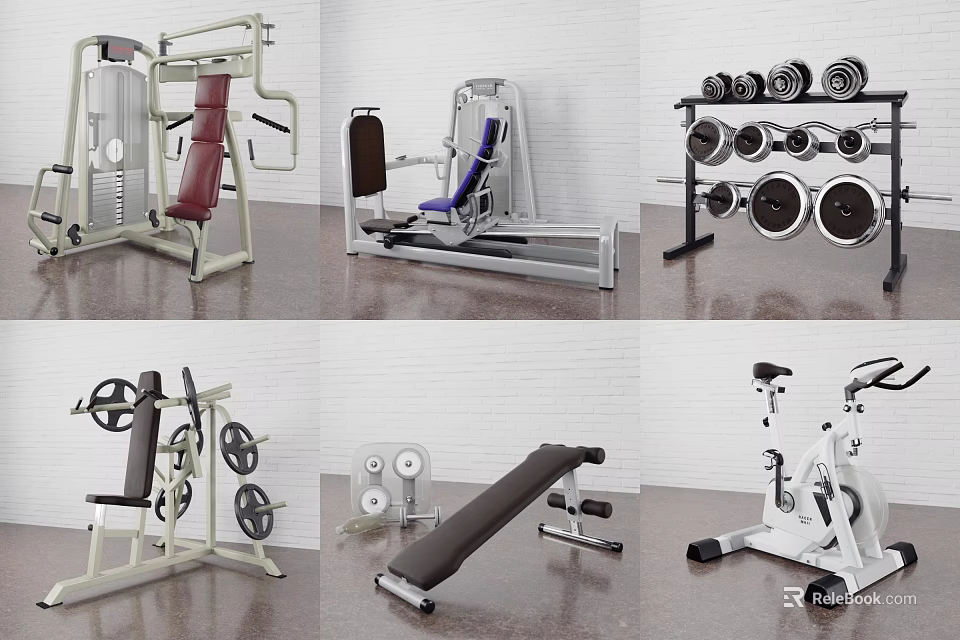 High Quality Sports Equipment Including Training Machines Dumbbells Benches And Bikes 3d model 