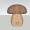 Mushroom Shaped Wooden Table Lamp With Dark Brown Top Light Colored Base And Golden Button