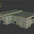 Liquor Store Commercial Building Exterior With Gray Roof Beige Walls Red Trim And Brick Base