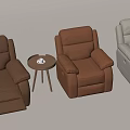 Three Massage Chairs in Different Colors with Small Round Table and White Cup