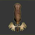 Realistic Moose With Large Antlers And Brown White Coat Standing On Dark Background