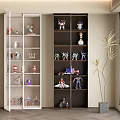 Stylish Display Cabinets With Shelves Holding Collectible Figurines And Decor Items