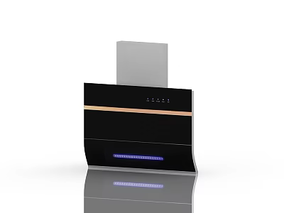 Modern Black Kitchen Range Hood With Stainless Steel Top And Blue Light 3d model