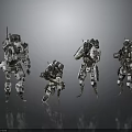 Sci-Fi Futuristic Mech Warrior Characters with Different Armored Poses 3d model