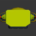 Yellow Mechanical Robot Character With Red Antennae Spring Arms And Red Feet