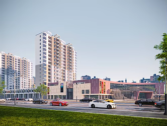 Modern Commercial Street Commercial Center Complex 3d model