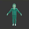 3D Character Model Wearing Green Tracksuit With White Stripes And White Shoes