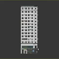 White Tall Building Exterior With Green Accents Multiple Floors Balconies And Ground Floor Shops